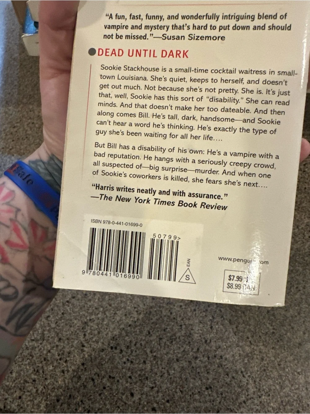 'Dead Until Dark' Decorative Book Cover in Red and Cream